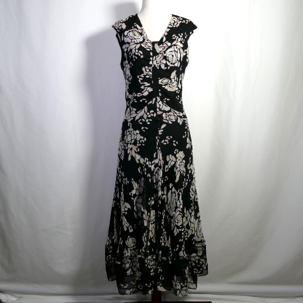 Jones New York Y2K Fairy Grunge Whimsigoth Silk‎ Midi Dress Size 8 Floral Dainty
